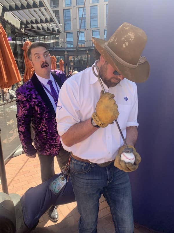 C Lazy U Ranch -  branding baseballs at MLB Colorado Rockies