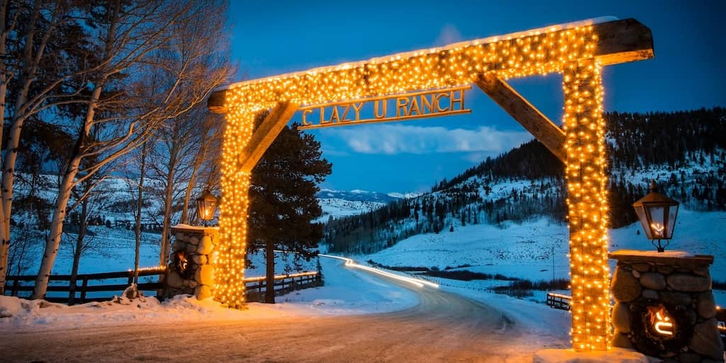 C Lazy U Ranch entrance during the holidays