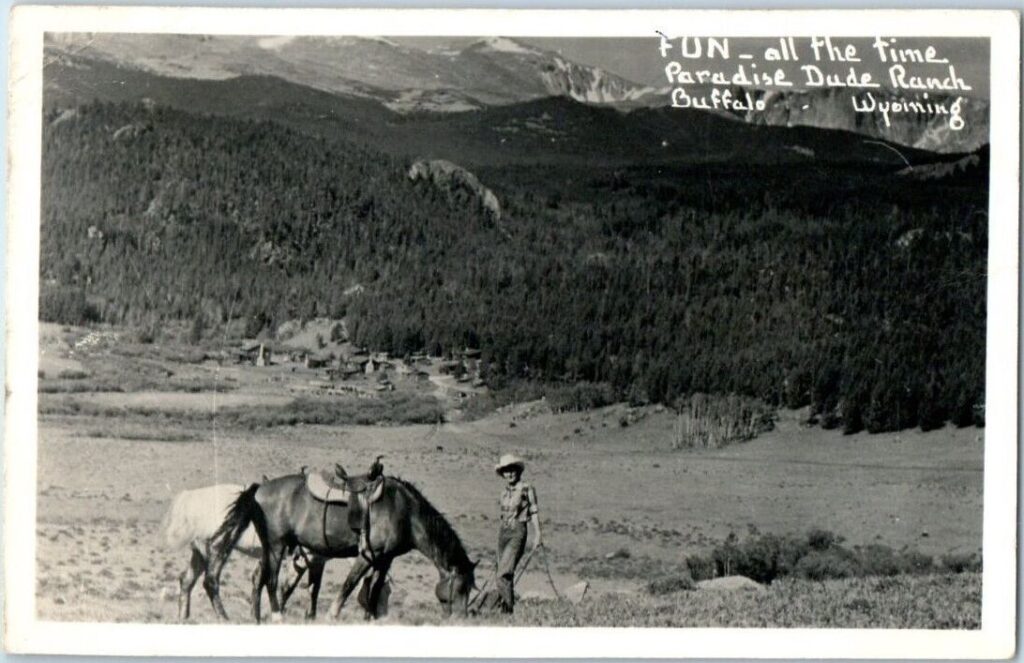 Paradise Guest Ranch postcard - 1940s 1950s